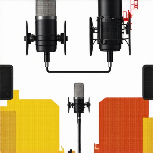 Diagram showing microphone positioning and acoustic treatment in a home studio environment