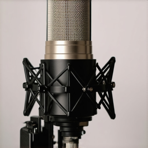 Advanced Microphone with Digital Features Close-up of a professional microphone showcasing digital processing features