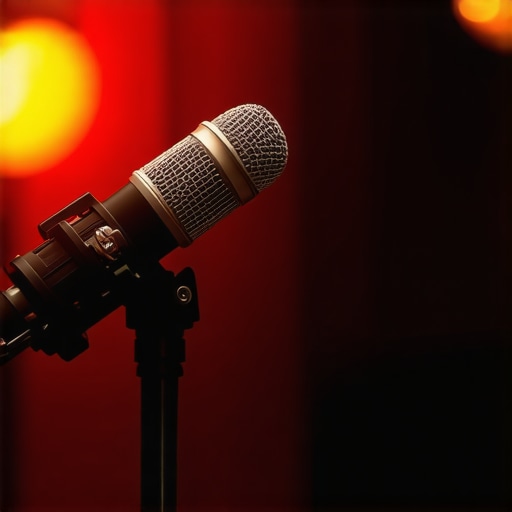 Close-up of a microphone setup showing optimal positioning and angle to capture clear voice recordings.