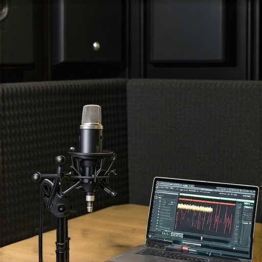 Soundproofed Podcast Recording Space A well-treated podcasting corner with microphone and acoustic foam