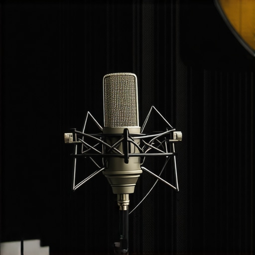 A well-organized voice recording setup with proper acoustics and microphone placement.