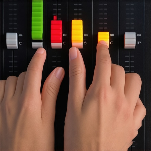 Person adjusting an audio equalizer to reduce microphone brightness for better voice quality